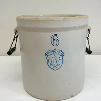 Uhl pottery company six gallon crock with handles