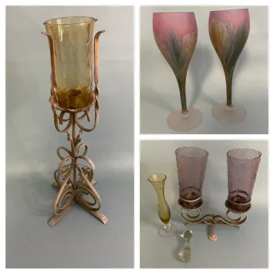 Vintage reuven art nouveau frosted satin wine glasses pair and more