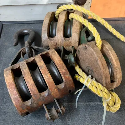Vintage Upson-Walton & Anvil Brand Wooden Block and Tackle Pulley Collection