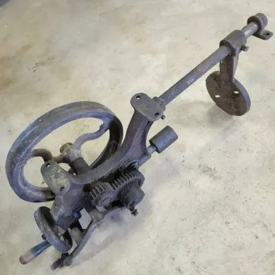 Antique Cast Iron Blacksmith Post Drill Press - Vintage Hand-Crank Industrial Tool