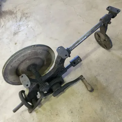 Antique Cast Iron Blacksmith Post Drill Press - Vintage Hand-Crank Industrial Tool