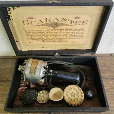 Antique Hamilton Beach "New Life" Electric Massage Vibrator Kit with Original Box & Attachments