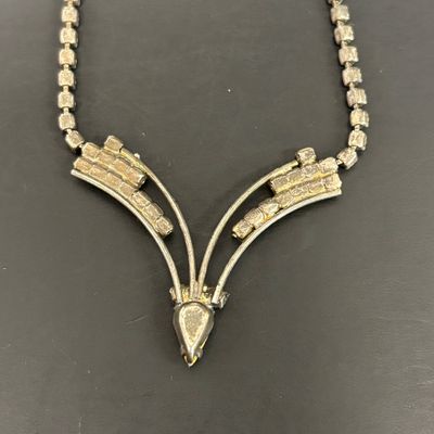 LOT 48: Vintage Rhinestone Jewelry with Glass Aurora Borealis Bead Necklace