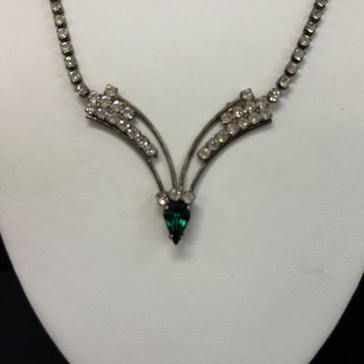 LOT 48: Vintage Rhinestone Jewelry with Glass Aurora Borealis Bead Necklace