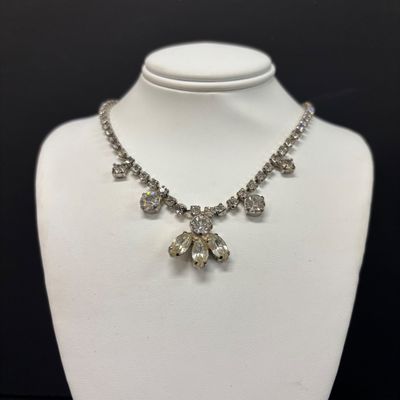 LOT 48: Vintage Rhinestone Jewelry with Glass Aurora Borealis Bead Necklace