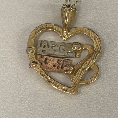LOT 105: Michael Anthony Tri-Color 14k Gold 'Special Friend' Pendant 1.9gtw, 20" Gold Vermeil Chain w/925 Clasp