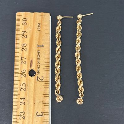 LOT 89: Acid Tested 14k Gold Braided Chain Earrings 2.3g