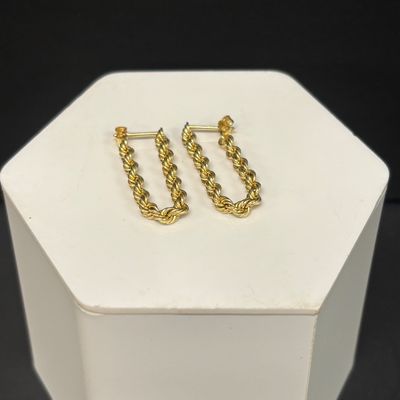 LOT 90: Acid Tested 10k Gold Braided Chain Earrings 1.1g