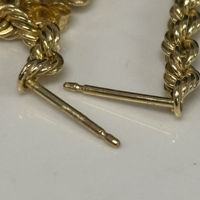 LOT 90: Acid Tested 10k Gold Braided Chain Earrings 1.1g