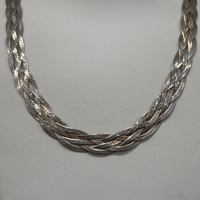 LOT 51: Sterling 925 Braided Necklace 15.3g
