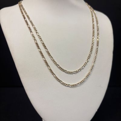 LOT 64: Sterling Silver Figaro Link Chain Necklace, 28", 6gtw