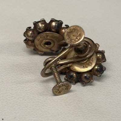 LOT 72: Sterling Post Rhinestone Earrings, 14k GF and Painted Porcelain Earrings & More