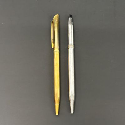 LOT 30: Vintage Cross 1/20 10Kt GF Pen with Gold-Tone Quill, Silver-Tone Cross & More