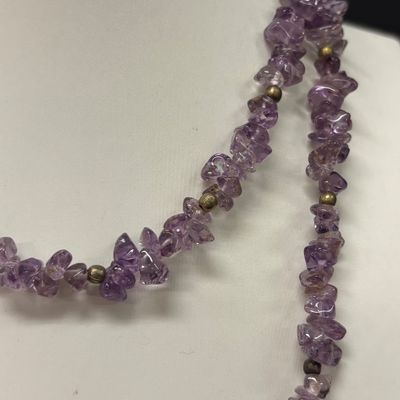 LOT 81: Beautiful Statement Cut Shell Necklace, Amethyst Color Stone Necklace, Pink & Green Jade Color Stone Necklace, Pearl Set,...