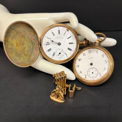 LOT 46: Elgin Illinois Watch Case Co Pocket Watch, Seth Thomas Pocket Watch & Watch Chain