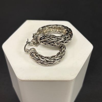 LOT 71: Silver-Tone Porcupine Quill Artisan Necklace with Costume Earrings