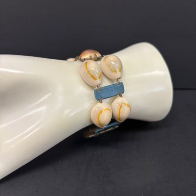 LOT 49: Vintique Cowrie Shell Bracelet Circa 1930 - 1940s