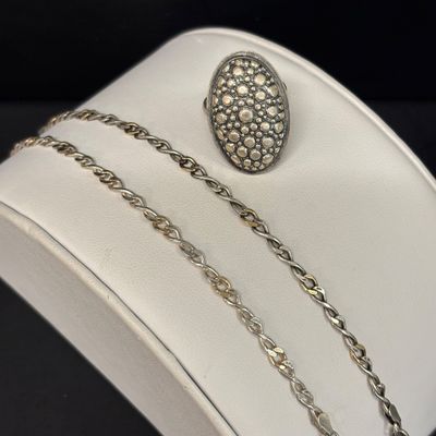 LOT 101: Set of (2) Michael Anthony 14k/925 Bracelets Gold Vermeil (3.5g/3.6g) with a Beau Craft 925 Sterling Adjustable Ring 6.1g