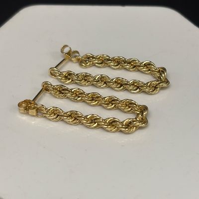LOT 90: Acid Tested 10k Gold Braided Chain Earrings 1.1g