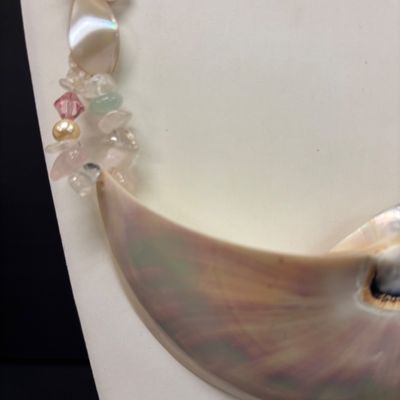 LOT 81: Beautiful Statement Cut Shell Necklace, Amethyst Color Stone Necklace, Pink & Green Jade Color Stone Necklace, Pearl Set,...