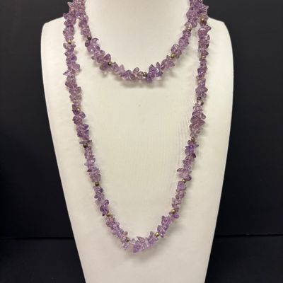 LOT 81: Beautiful Statement Cut Shell Necklace, Amethyst Color Stone Necklace, Pink & Green Jade Color Stone Necklace, Pearl Set,...