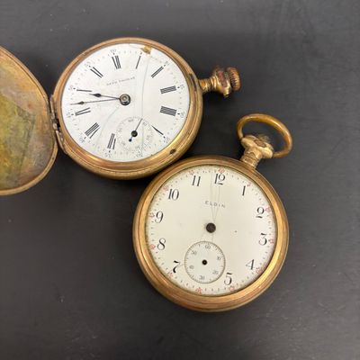 LOT 46: Elgin Illinois Watch Case Co Pocket Watch, Seth Thomas Pocket Watch & Watch Chain