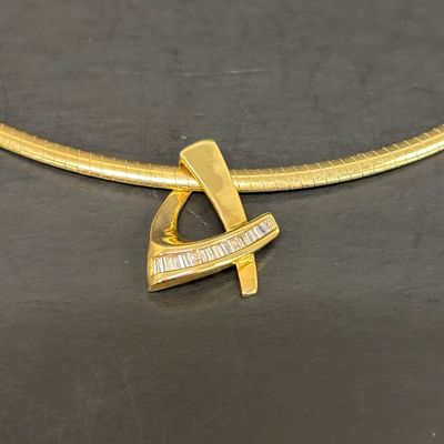LOT 54: Diamond and 14K Gold Pendant on 14K Gold Chain 16.1gtw