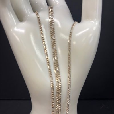 LOT 64: Sterling Silver Figaro Link Chain Necklace, 28", 6gtw