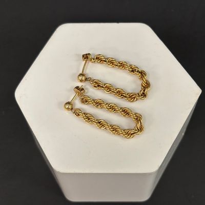 LOT 89: Acid Tested 14k Gold Braided Chain Earrings 2.3g