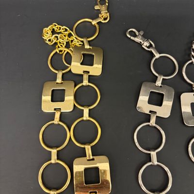 LOT 41: Vintage Belts, Red Enamel Costume Jewelry, Cat-Themed Ashtray and Pin & More