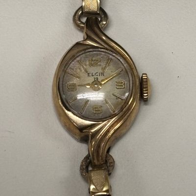 LOT 77: Vintage Elgin Watch w/10K.R.G.P. Bezel, 1/20 12kGF Bracelet & Gruen Watch w/10K.R.G.P. Bezel
