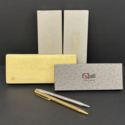 LOT 30: Vintage Cross 1/20 10Kt GF Pen with Gold-Tone Quill, Silver-Tone Cross & More