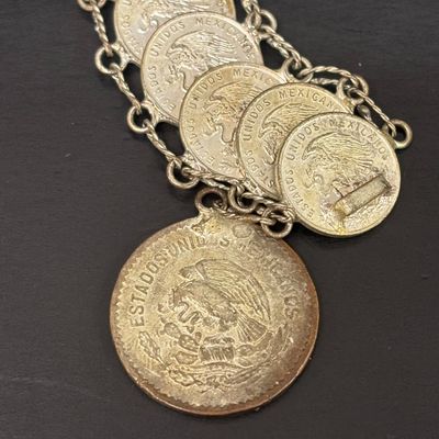 LOT 75: Alpaca Mexico Silver Inlaid Floral Cuff Bracelet, Coin Bracelet along with Dream Catcher Silvertone Earrings