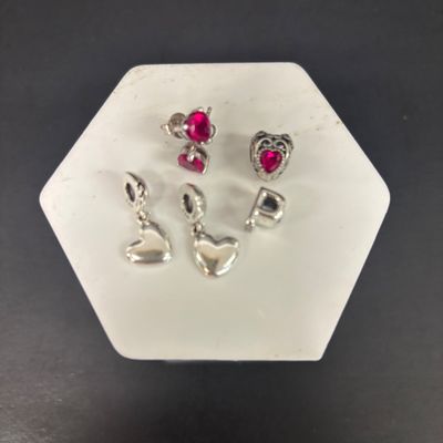 LOT 68: Sterling 925 / Semiprecious Gemstone Earrings with Sterling Pandora Charm Bracelet Beads 11.0gtw