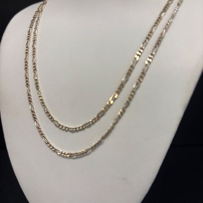 LOT 64: Sterling Silver Figaro Link Chain Necklace, 28", 6gtw
