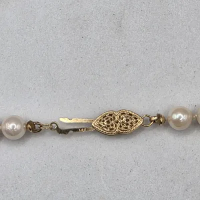 LOT: 56 Vintage Culture Pearl Demi Parure Necklace 20" Bracelet 9" with 14k Closures.