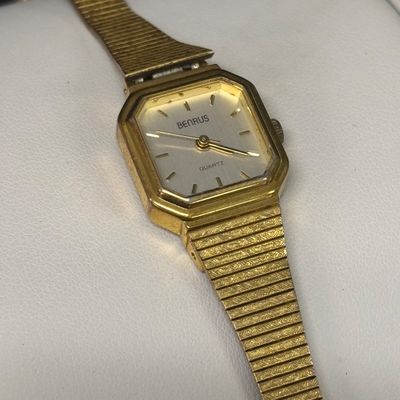 LOT 76: Collection of 3 Gold Tone Watches: Texas Instruments, Benrus & Seiko