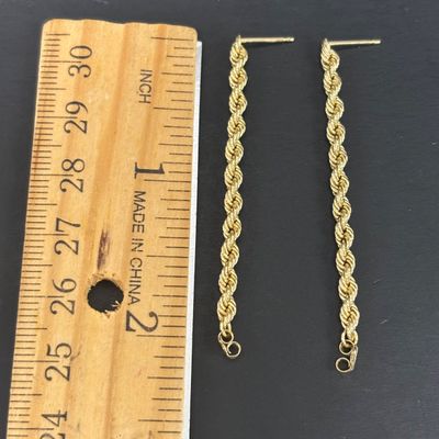 LOT 90: Acid Tested 10k Gold Braided Chain Earrings 1.1g