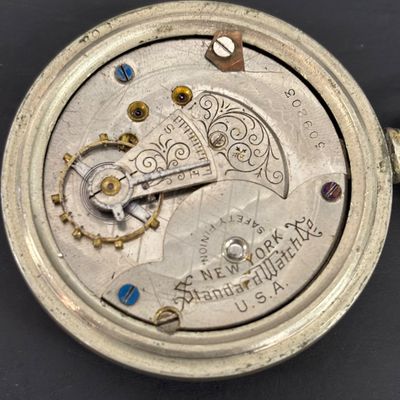 LOT 47: New York Standard Watch Co Pocket Watch with Horsemen's Stop Watch