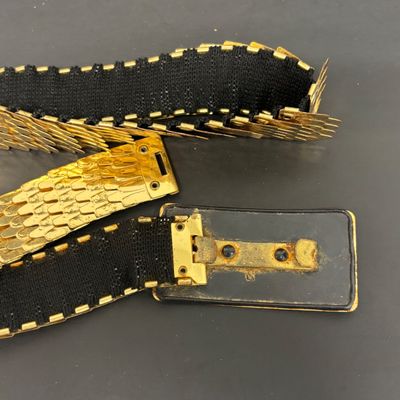 LOT 41: Vintage Belts, Red Enamel Costume Jewelry, Cat-Themed Ashtray and Pin & More