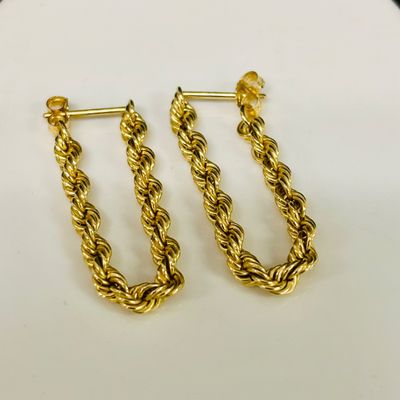 LOT 90: Acid Tested 10k Gold Braided Chain Earrings 1.1g
