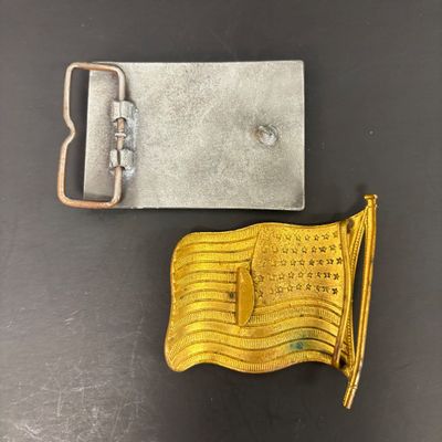 LOT 37: Tony Laina Leather Belt Buckle, USA-Themed Pins, US Mint Independence Hall Coins & More