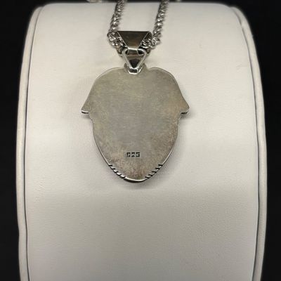 LOT 82: Natural Stone and 925 Silver Pendant 15.1gtw on a 925 Silver Chain 14.2g