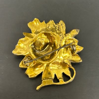 LOT 70: Gold Vermeil 925 Layered Filigree Flower Brooch 7.75gtw with a Vintage Czechoslovakian Filigree Belt Buckle & More