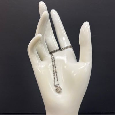 LOT 92: Vintage 14k Gold and Diamond Chip Pendant on a 925 Sterling Chain 4.3gtw
