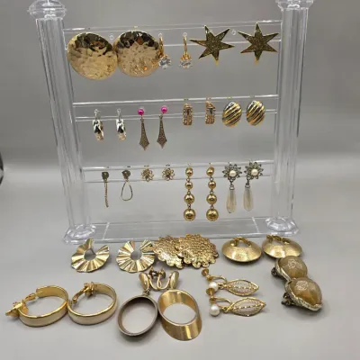 LOT 62: Vintage Gold Tone Pierced Earrings Clip-Ons & Screwbacks Lisner & More