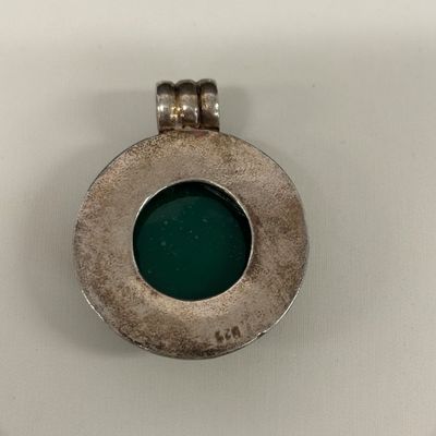LOT 84: Sterling 925 and Dichroic Glass Pendant 20.9gtw with a Sterling 925 Italy Chain 21.6g