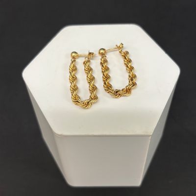 LOT 89: Acid Tested 14k Gold Braided Chain Earrings 2.3g