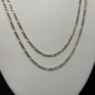 LOT 64: Sterling Silver Figaro Link Chain Necklace, 28", 6gtw
