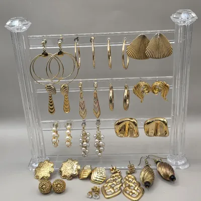 LOT 61: Vintage Gold Tone Pierced Earrings Varying Sizes Monet Avon & More